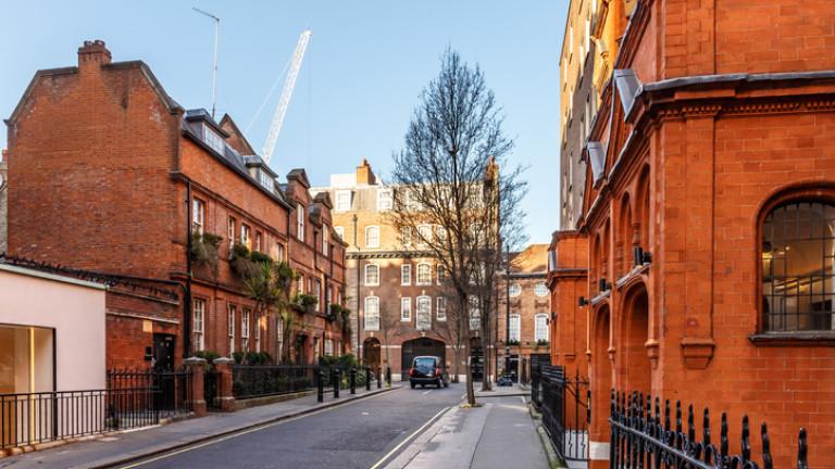 Classic red brick building in Mayfair, London