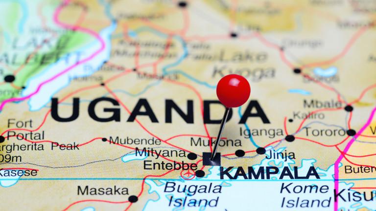 Kampala pinned on a map of Africa